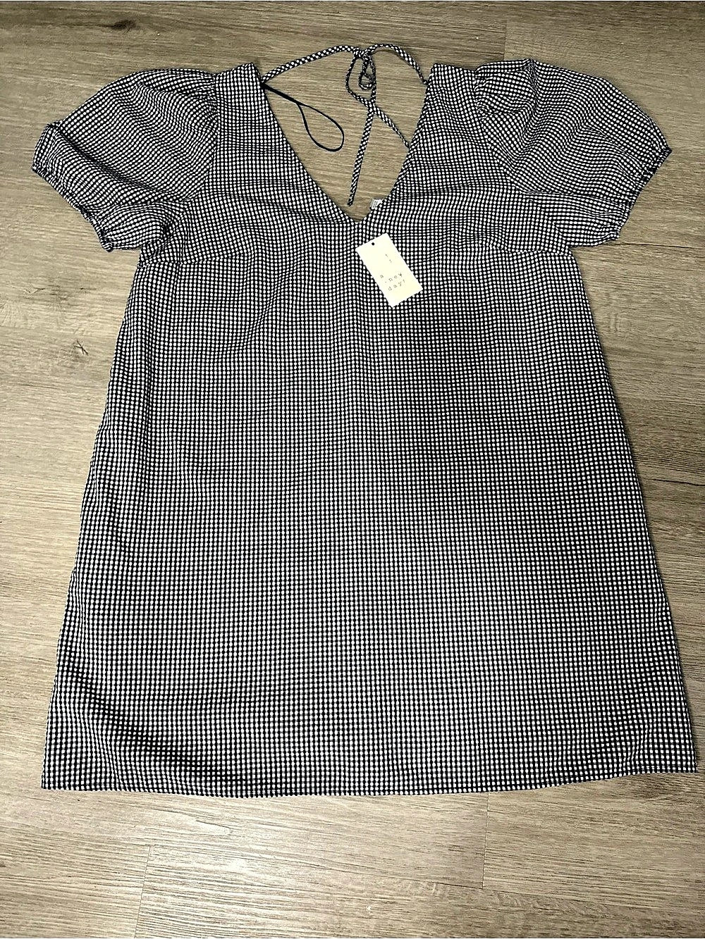 a.new Gingham Mini Dress in Blue & White Size Medium NWT